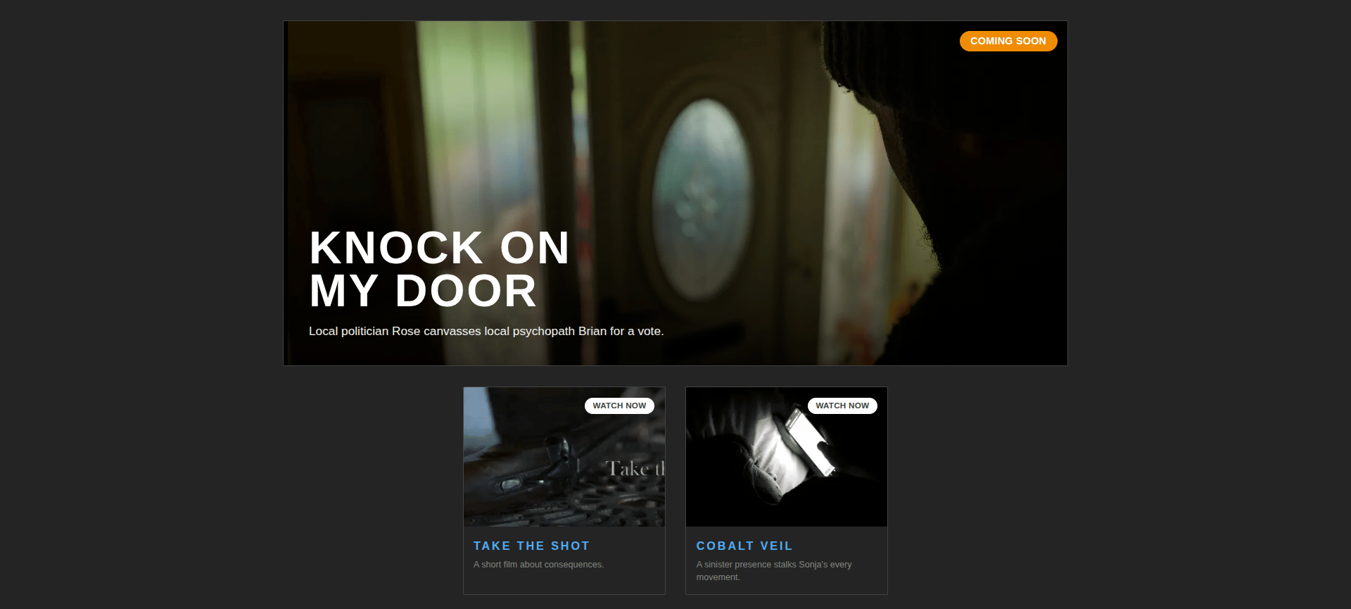 Screenshot of Taleshack Productions website